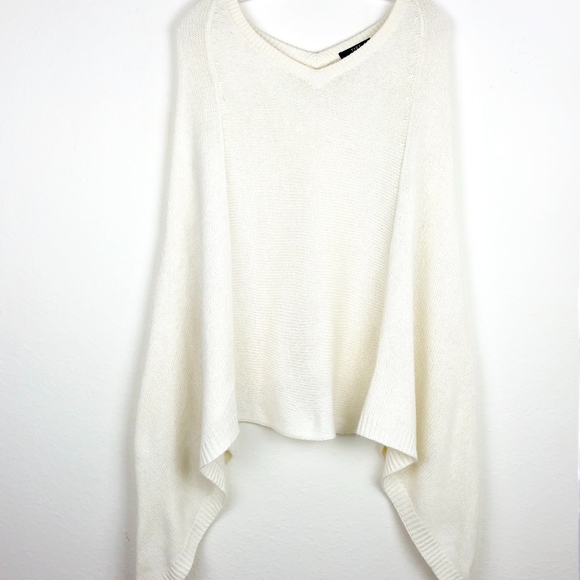 Tart Sweaters - TART white cashmere wool blend knitted poncho XS